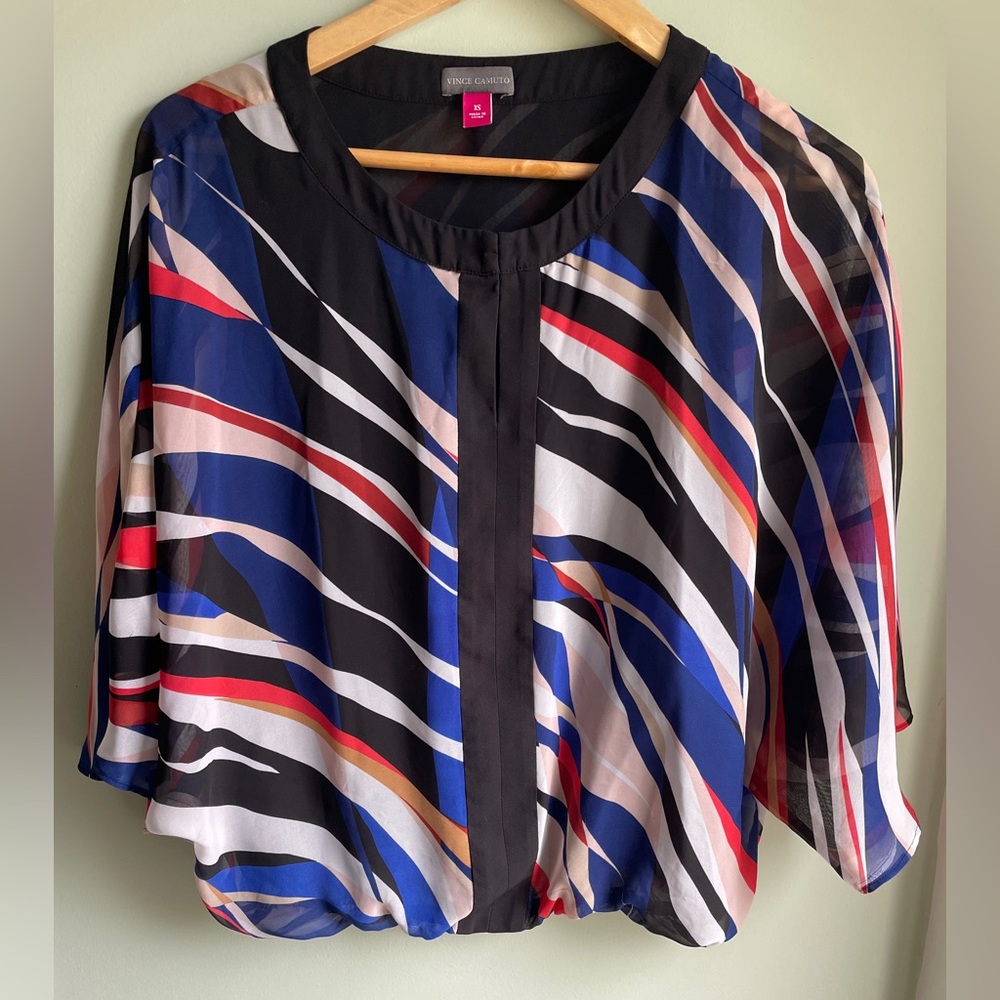 Red, White & Blue Blouse 3/4 Sleeve